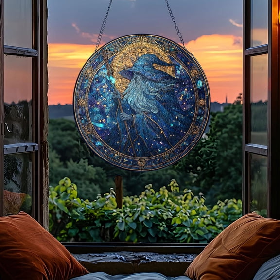 Wizard Suncatcher, Celestial Magic Window Decor, Fantasy Gift