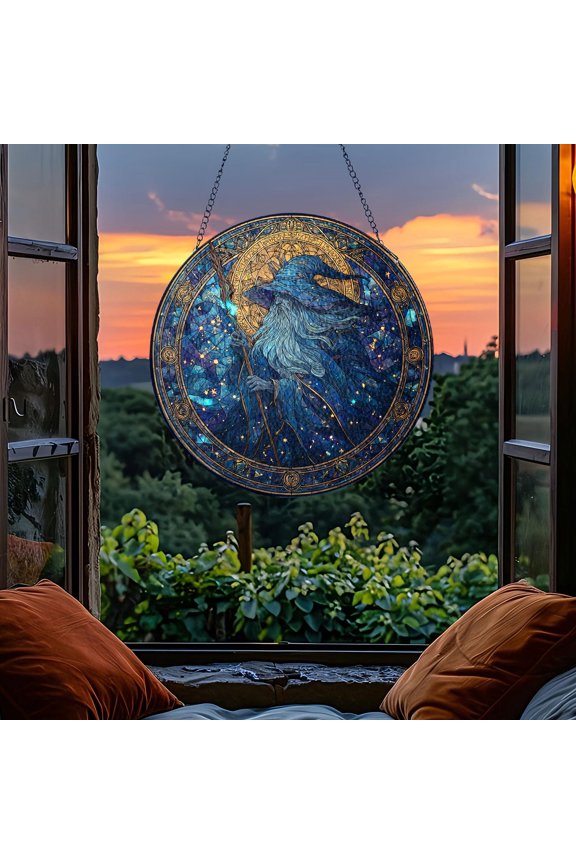 Wizard Suncatcher, Celestial Magic Window Decor, Fantasy Gift
