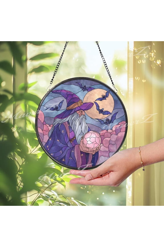 Wizard Glass Suncatcher, Crystal Ball Window Decor, 3.5 in