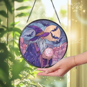 Wizard Suncatcher: Crystal Ball Glass Window Decor, Suncatcher Window Hanging, 3.5 in