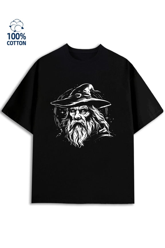 Wizard T-Shirt men 180G 100% Cotton black Fashion Unisex Shirt Graphic Tee tshirts Original Unisex Shirt Cotton tshirts Retro Unisex Shirt Graphic tshirts Vintage Unisex Shirt Short Sleeve tshirts