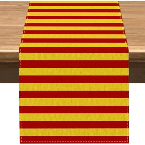 Wizard Table Runner Red Golden Stripes Magical Party Decoration Halloween Birthday Dining Room Kitchen Decor (13" x 72")