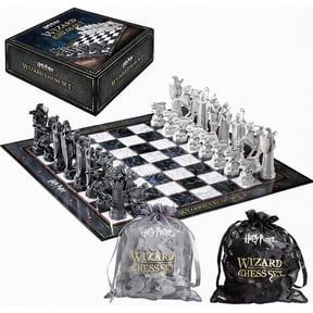 Wizard-Themed Chess Set with Marble-Textured Board