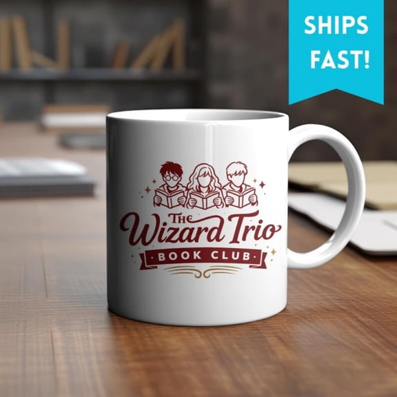 Wizard Trio Book Club Mug sy Reading Coffee Cup Cozy Book Lover Gift Fictional Reading Club Mug.