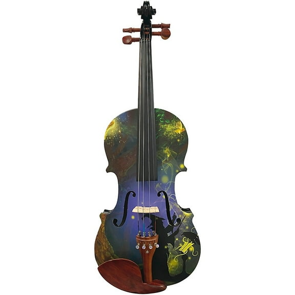 Wizard Violin Outfit w Matching Carbon Fiber Bow Case Crystal Fine Tuners Rosin Strings Set Up