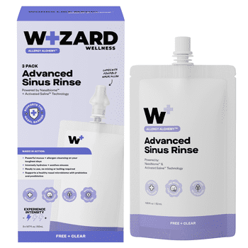 Wizard Wellness Advanced Sinus Rinse, Pre-Mixed Saline Nasal Wash, Drug-Free, Free + Clear, 3-Pack