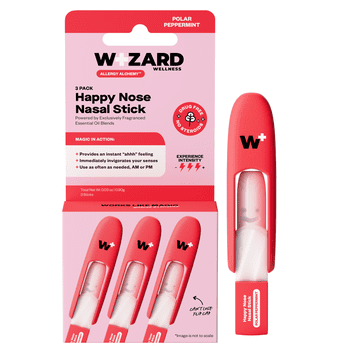 Wizard Wellness Happy Nose Nasal Inhaler Stick, Sinus Support, Polar Peppermint Scent, 3 Count