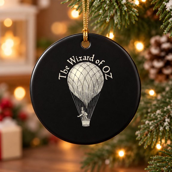 Wizard of OZ Wizard Art Retro Hot Air Balloon Ceramic Ornament