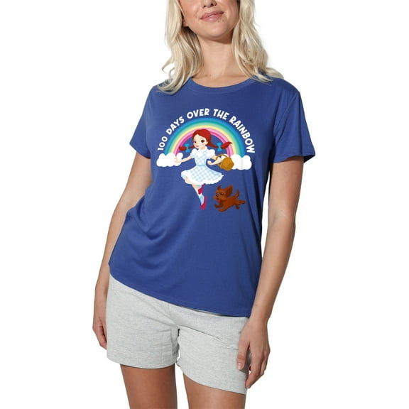 Wizard of Oz 100 Days Over the Rainbow Women's Loose T-Shirt, Royal, Medium