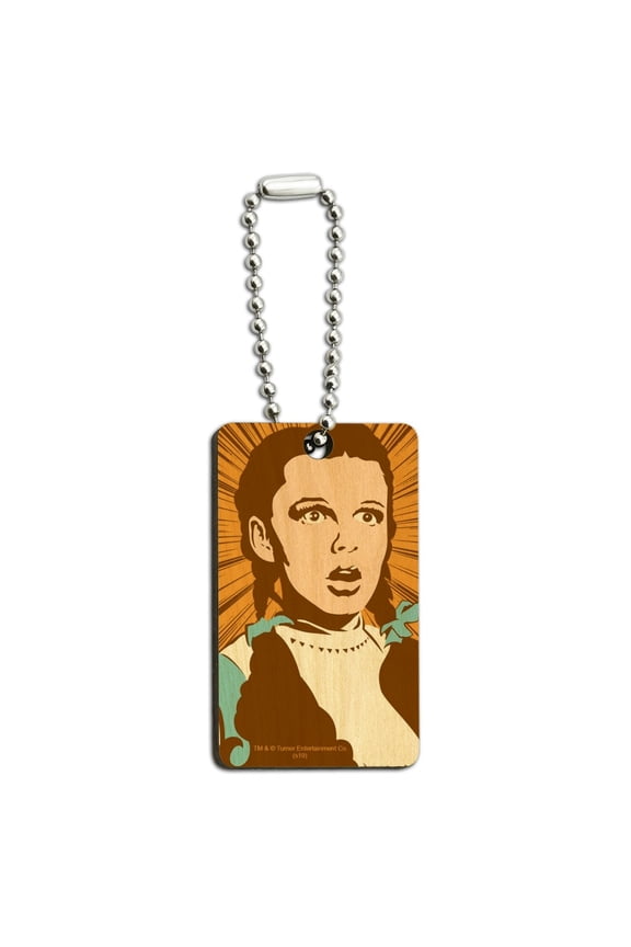 Wizard of Oz Dorothy Not in Kansas Wood Wooden Rectangle Keychain Key Ring