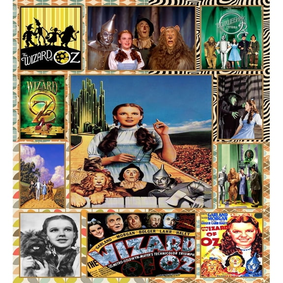 Wizard of Oz Flannel Blanket, Dorothy Classic Movie Character Collage Graphic Throw Blanket