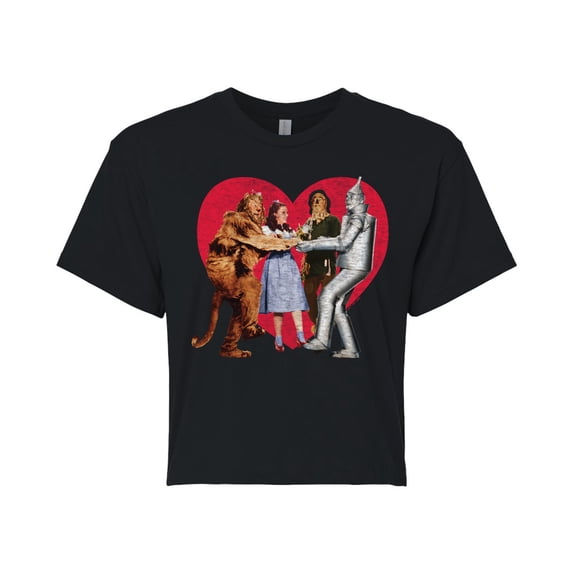 Wizard of Oz - Group Photo Heart - Juniors Cropped Graphic T-Shirt