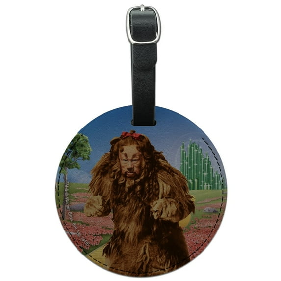 Wizard of Oz Lion Character Round Leather Luggage Card Suitcase Carry-On ID Tag
