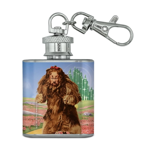 Wizard of Oz Lion Character Stainless Steel 1oz Mini Flask Key Chain