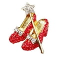 thumbnail image 1 of Wizard of Oz Ruby Slippers and Wand Sparkly Enamel Metal Logo Pin, 1 of 1