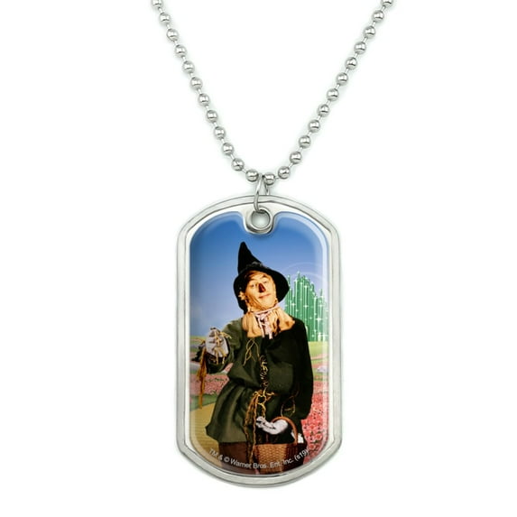 Wizard of Oz Scarecrow Character Military Dog Tag Pendant Necklace with Chain