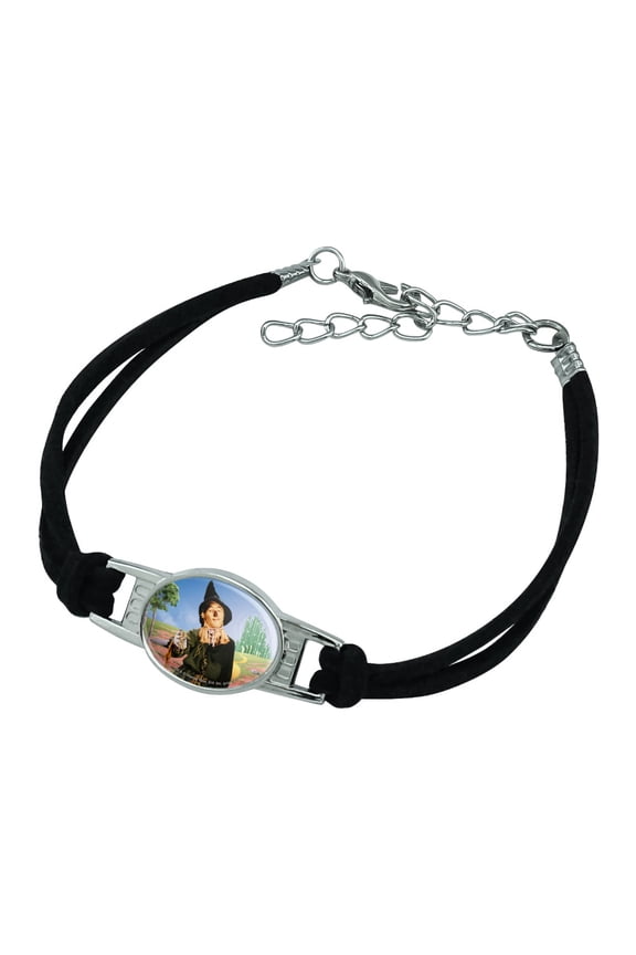 Wizard of Oz Scarecrow Character Novelty Suede Leather Metal Bracelet