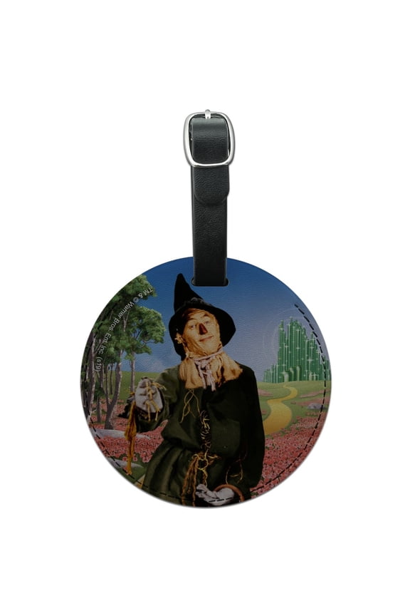 Wizard of Oz Scarecrow Character Round Leather Luggage Card Suitcase Carry-On ID Tag
