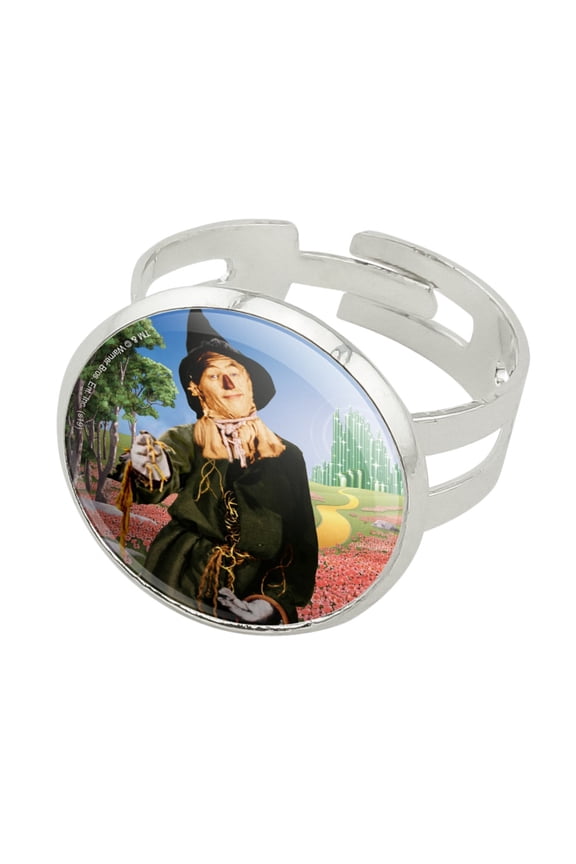 Wizard of Oz Scarecrow Character Silver Plated Adjustable Novelty Ring