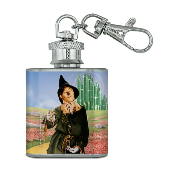 Wizard of Oz Scarecrow Character Stainless Steel 1oz Mini Flask Key Chain