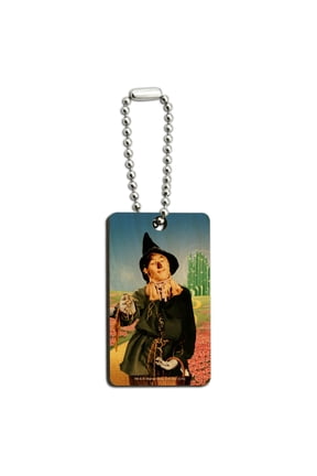 Wizard of Oz Scarecrow Character Wood Wooden Rectangle Keychain Key Ring