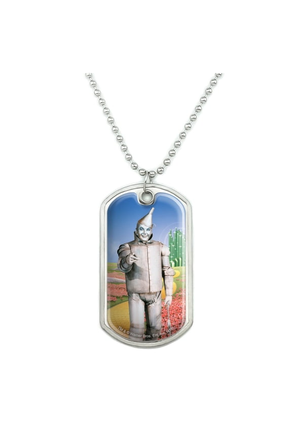 Wizard of Oz Tin Man Character Military Dog Tag Pendant Necklace with Chain