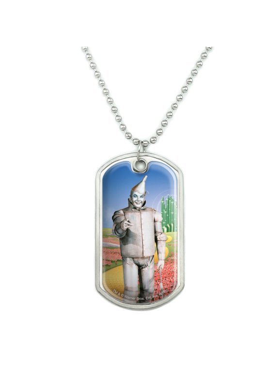 Wizard of Oz Tin Man Character Military Dog Tag Pendant Necklace with Chain