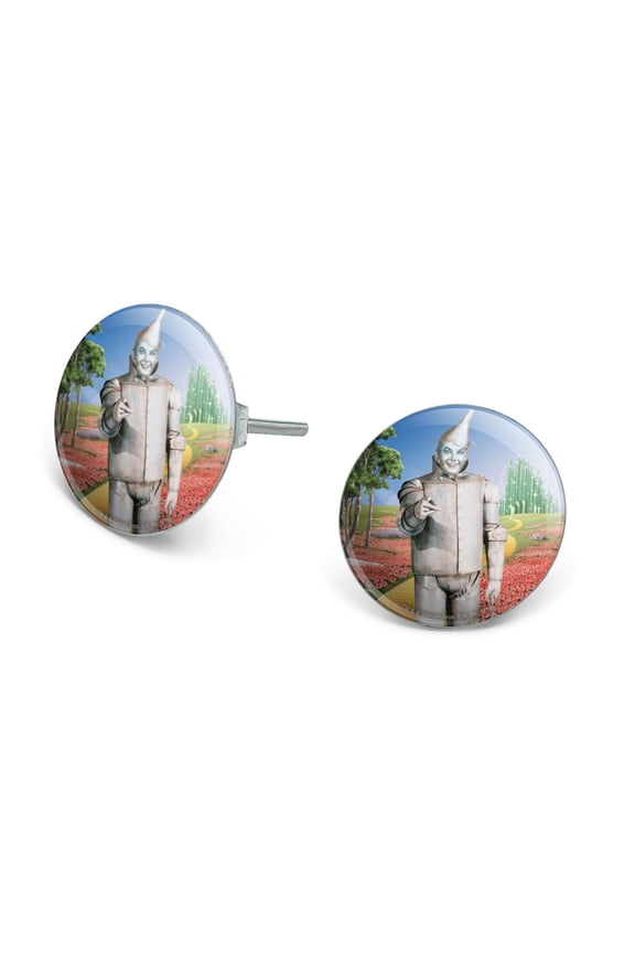 Wizard of Oz Tin Man Character Novelty Silver Plated Stud Earrings