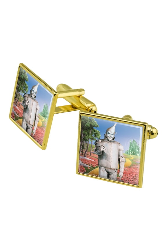 Wizard of Oz Tin Man Character Square Cufflink Set - Silver or Gold