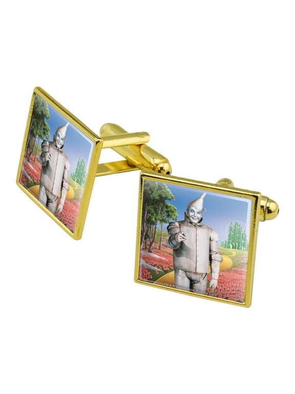 Wizard of Oz Tin Man Character Square Cufflink Set - Silver or Gold