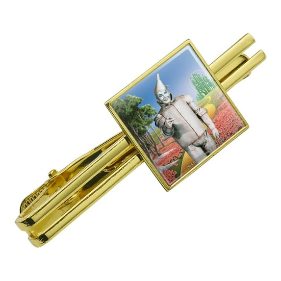 Wizard of Oz Tin Man Character Square Tie Bar Clip Clasp Tack- Silver or Gold