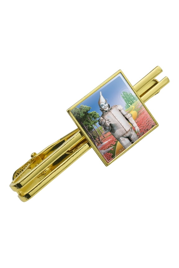 Wizard of Oz Tin Man Character Square Tie Bar Clip Clasp Tack- Silver or Gold