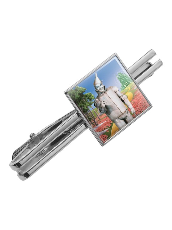Wizard of Oz Tin Man Character Square Tie Bar Clip Clasp Tack- Silver or Gold