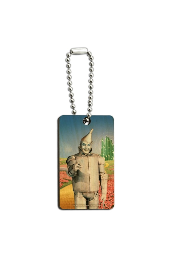 Wizard of Oz Tin Man Character Wood Wooden Rectangle Keychain Key Ring