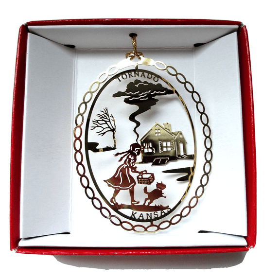 Wizard of Oz Tornado Brass Ornament Dorothy Toto Farmhouse
