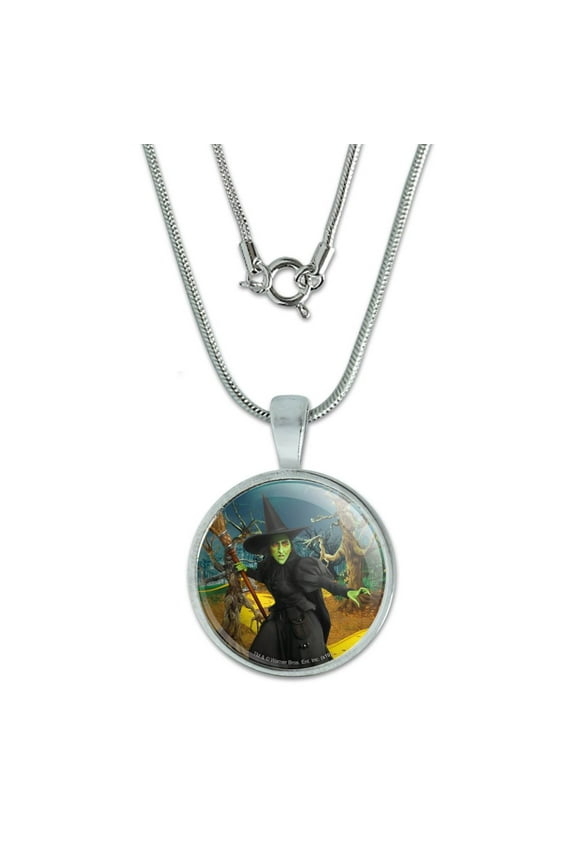 Wizard of Oz Wicked Witch Character 0.75" Pendant with Sterling Silver Plated Chain