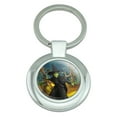 thumbnail image 1 of Wizard of Oz Wicked Witch Character Keychain Classy Round Chrome Plated Metal, 1 of 9