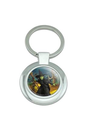 Wizard of Oz Wicked Witch Character Keychain Classy Round Chrome Plated Metal