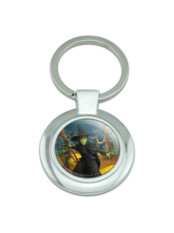 Wizard of Oz Wicked Witch Character Keychain Classy Round Chrome Plated Metal
