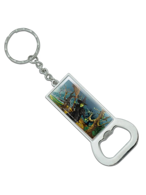 Wizard of Oz Wicked Witch Character Keychain Rectangle Chrome Plated Metal Bottle Cap Opener