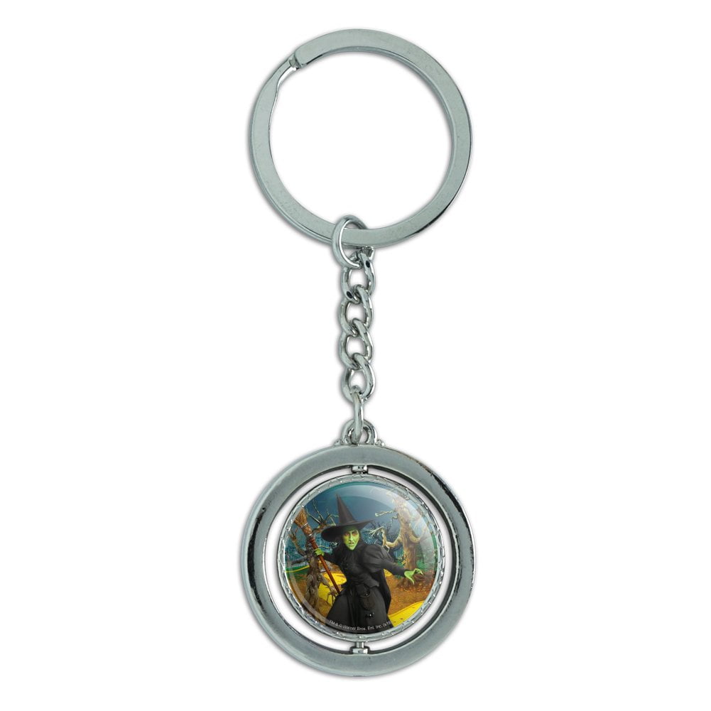 Wizard of Oz Wicked Witch Character Keychain Spinning Round Chrome ...