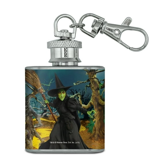 Wizard of Oz Wicked Witch Character Stainless Steel 1oz Mini Flask Key Chain