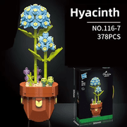 Wizardi Flower Building Brick Kit "Hyacinth" F07N11-19-7   Blue Potted Plant Botanical Collection, Eco-Friendly ABS Plastic 116 Pcs, 3.9x3.9x7.1" Desktop Decor for Adults & Teens