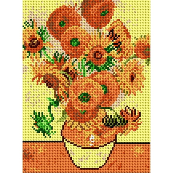 Wizardi Needlepoint Canvas for halfstitch Without Yarn Sunflowers 1814F Orchidea