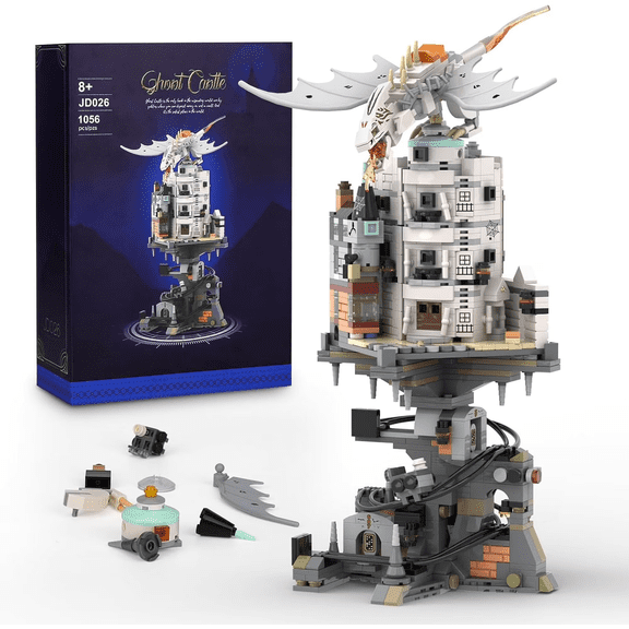 Wizarding Gringotts Dragon Castle Architecture Building Set, Fantasy Magic Castle Brick Model Kit for Adults