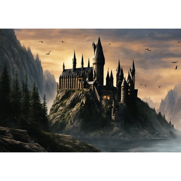 Wizarding World Castle Digital Matte Painting - 12" x 18" Art Print Wall Decor