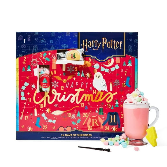 Thoughtfully Harry Potter Advent Calendar, 24 Days of Surprises, Includes 12 Color-Changing Hot Chocolate Mixes, 4 Topping Varieties & Stir Wand