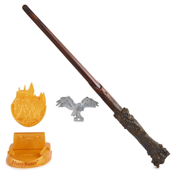 Wizarding World Harry Potter, 12-inch Magical Collector Harry Potter Wand with Stand & Die-cast Icon, Magical Creatures, Fun Gifts & Stocking Stuffers