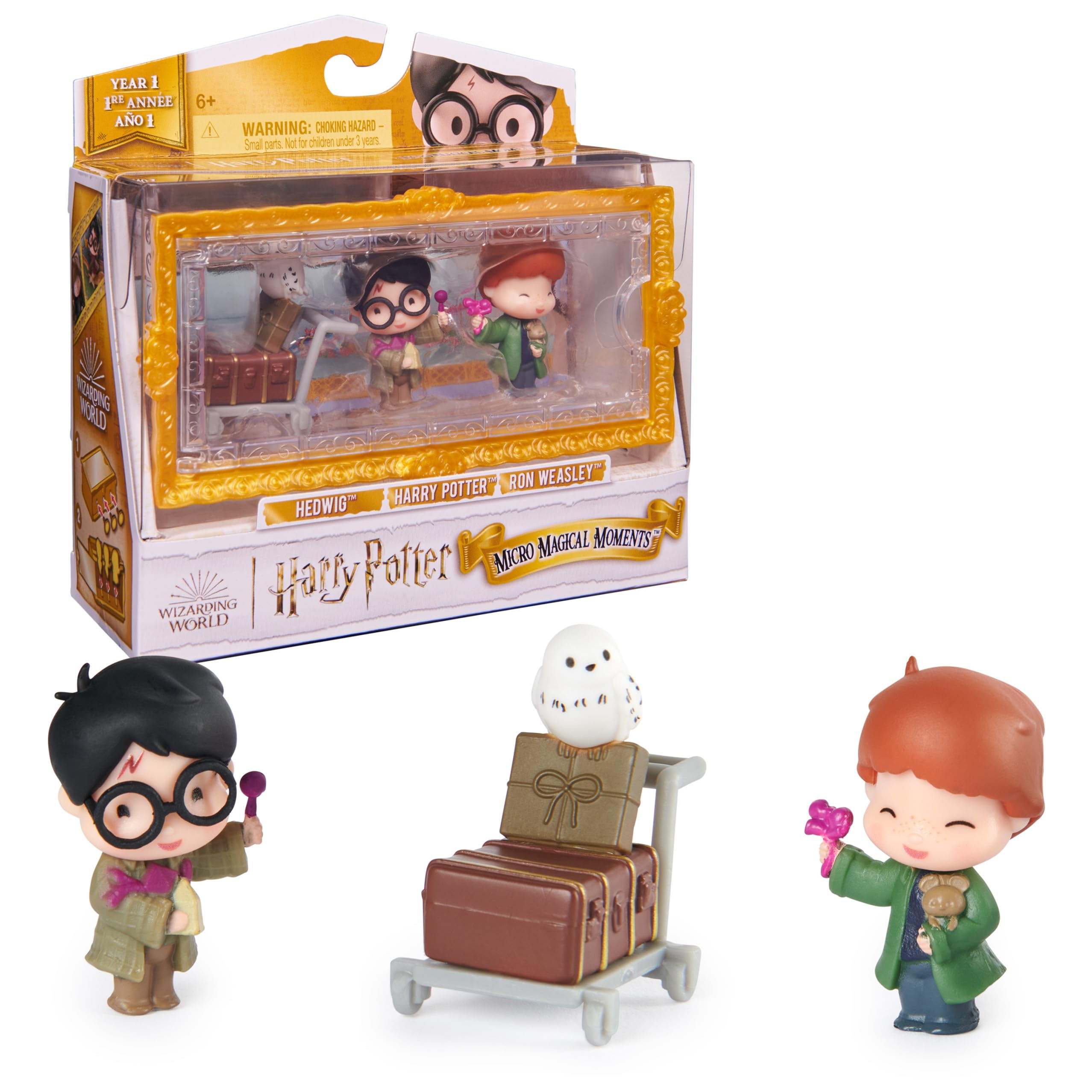 Wizarding World Harry Potter, Micro Magical Moments Action Figures Set with Exclusive Harry, Ron