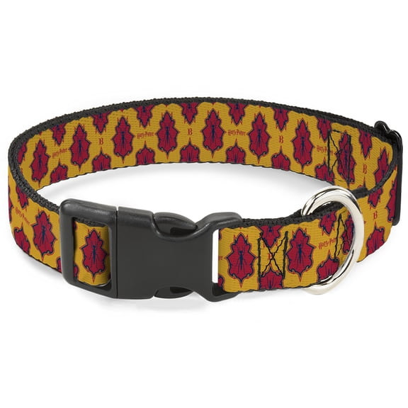The Wizarding World of Harry Potter Pet Collar, Dog Collar Plastic Buckle, Harry Potter Butterbeer Insect Icon Yellow Reds, 15 to 24 Inches 1.0 Inch Wide